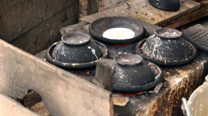 Traditional clay pancakes pottery