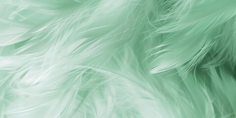 Obraz premium Indulge in the Luxurious Softness and Serenity of Light Green Feathers: A Captivating Close-Up Experience Revealing Nature's Exquisite Artistry and Texture