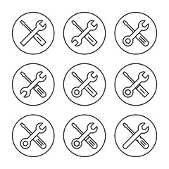 Repair tools icon set vector. tool sign and symbol. setting icon. Wrench and screwdriver. Service