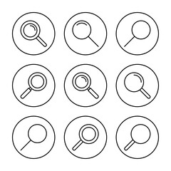 Search icon set vector. search magnifying glass sign and symbol