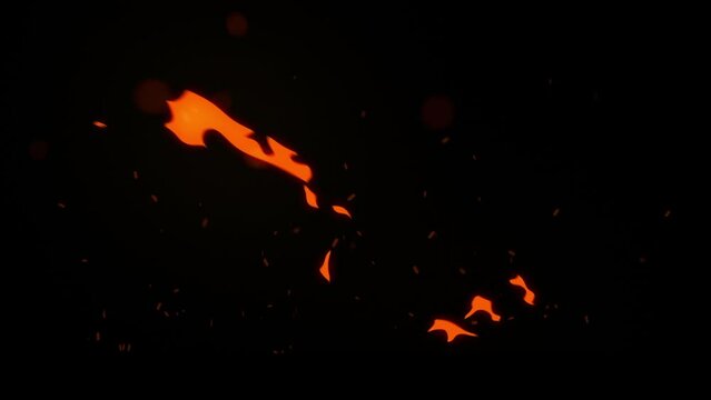 2d animated fire over a black background.