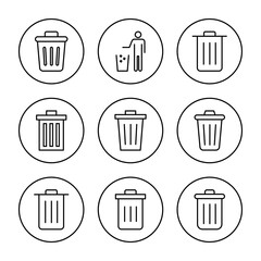 Trash icon set vector. trash can icon. delete sign and symbol.
