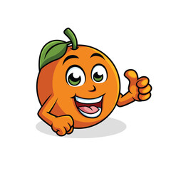 Orange Cartoon Character Thumbs up vector illustration - Happy cute Orange cartoon mascot