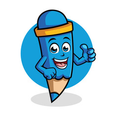 Pencil Cartoon Character Thumbs up vector illustration - Happy cute Pencil cartoon mascot