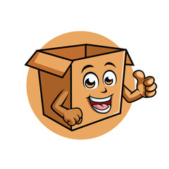 Cardboard Box Cartoon Character Thumbs up vector illustration - Happy cute Cardboard Box cartoon mascot