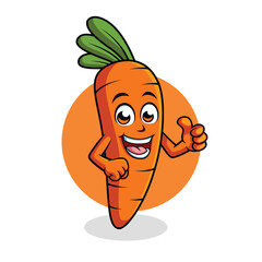Carrot Cartoon Character Thumbs up vector illustration - Happy cute Carrot cartoon mascot