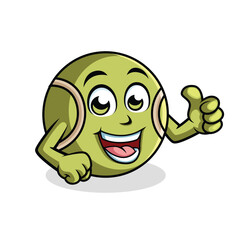 Cricket ball Cartoon Character Thumbs up vector illustration - Happy cute Cricket ball cartoon mascot