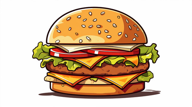 Hand drawn cartoon hamburger illustration picture
