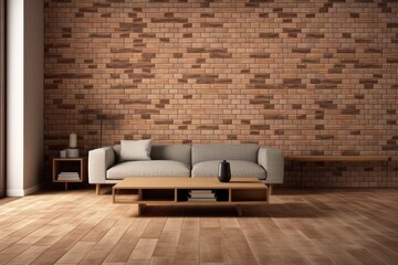 Brick tile color template design texture living room interior sofa table lamp background wood floor wooden wall