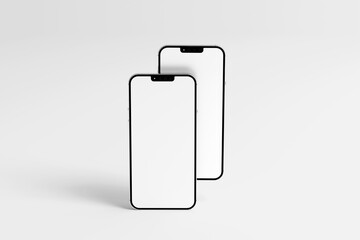 3d render device mockup phone with blank screen and minimal scene