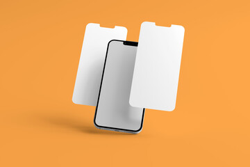 phone mockup with orange background and blank screen