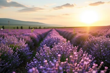 Obraz premium Lavender field at sunset