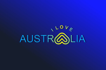 Vector is the word "I LOVE AUSTRALIA". Rounded, outline and elegant.