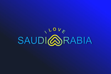 Vector is the word "I LOVE SAUDI ARABIA". Rounded, outline and elegant.