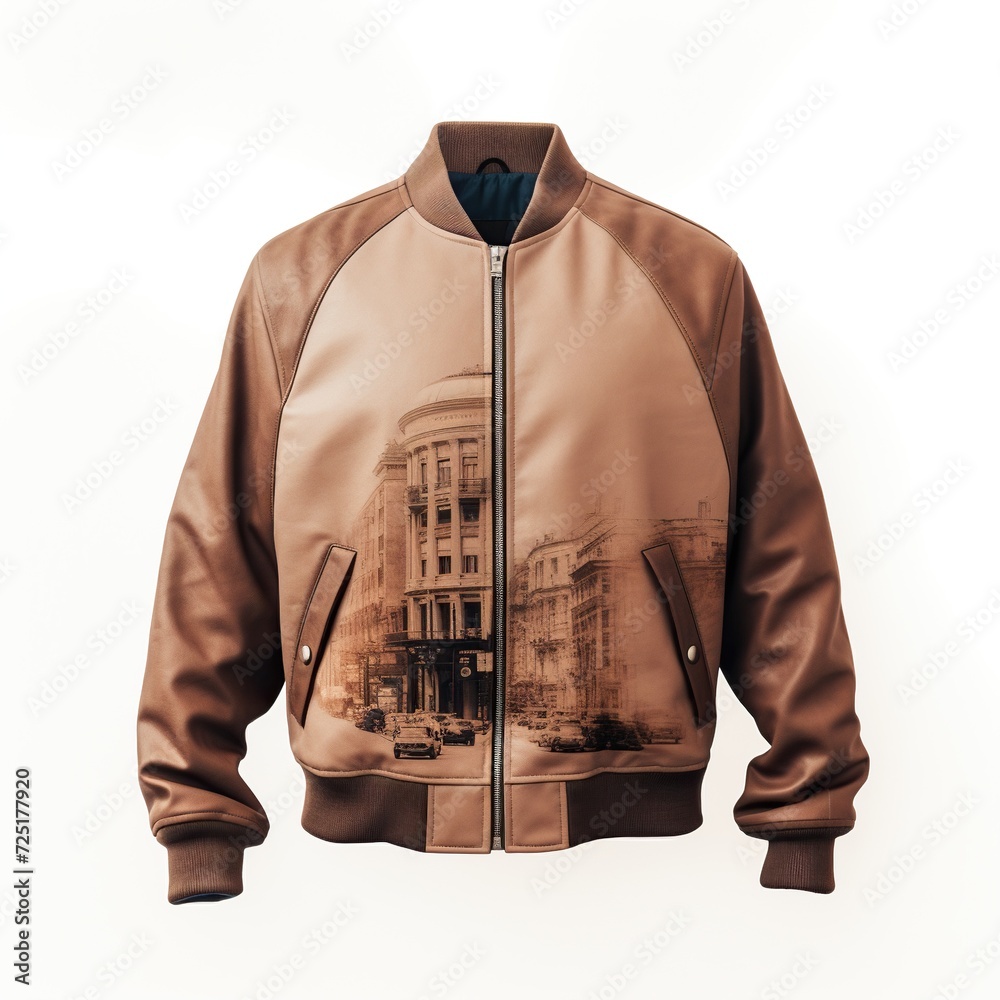 Wall mural stylish designer bomber jacket isolated on white background