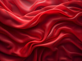 Obraz premium red satin fabric, red cloth for the background, texture flowing on wide background