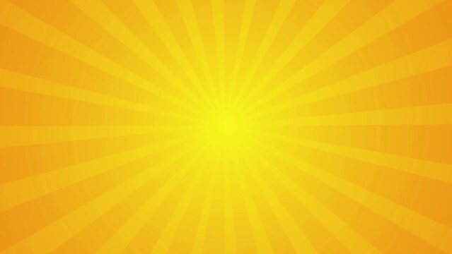 Yellow orange rays. Sunburst background. 4k comic animation videos
