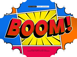 comic editable text effect boom - obrazy, fototapety, plakaty