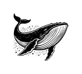 Humpback whale hand drawn illustration vector graphic