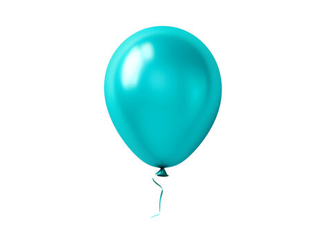 Joyful Blue Balloon Celebrating Birthday Party in Isolation on White Background,Generative Ai