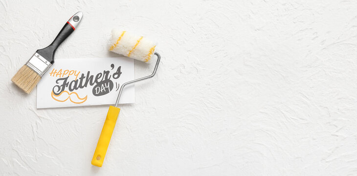 Greeting card for Happy Father's Day with painter's tools
