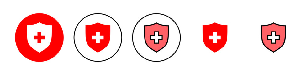 Health insurance icon set illustration. Insurance document sign and symbol