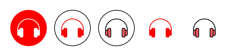 Headphone icon set illustration. Headphone sign and symbol