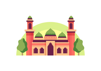 Simple Small Mosque Cartoon Illustration