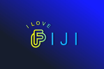 Vector is the word "I LOVE FIJI". Rounded, outline and elegant.