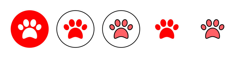 Paw icon set illustration. paw print sign and symbol. dog or cat paw