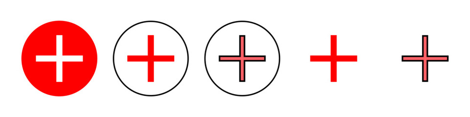 Plus Icon set illustration. Add plus sign and symbol