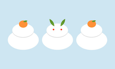 普通の鏡餅とウサギの形をした鏡餅