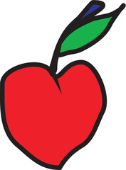 Fototapeta premium red apple with leaf