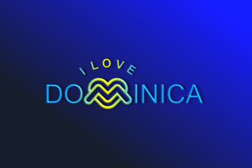 Vector is the word "I LOVE DOMINICA". Rounded, outline and elegant.