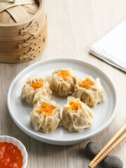 Steamed dumpling dimsum with sauce
