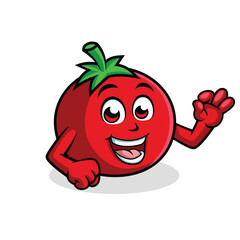Tomato Cartoon Character Showing Ok Sign vector illustration - Happy Cute Tomato cartoon mascot