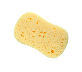 One yellow sponge isolated on white, top view