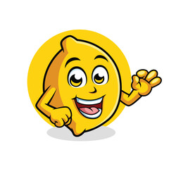 Lemon Cartoon Character Showing Ok Sign vector illustration - Happy Cute Lemon cartoon mascot