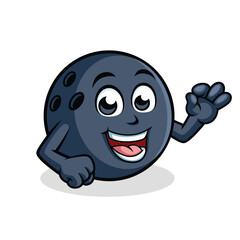 Bowling Ball Cartoon Character Showing Ok Sign vector illustration - Happy Cute Bowling Ball cartoon mascot