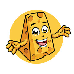 Cheese Cartoon Character Surprising pose vector illustration - Happy cute Cheese cartoon mascot