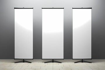 blank rollup banner display mockup, for advertising