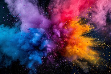 Color Explosion at Holi: Capturing the Moment of Colorful Powders in the Air