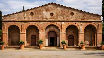 Fototapeta na wymiar Exploration of Etruscan Architecture: Historical Stone Building from 600 B.C in Italy