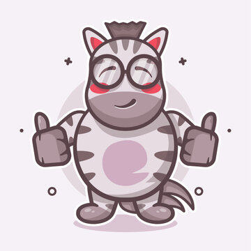 cute zebra animal character mascot with thumb up hand gesture isolated cartoon