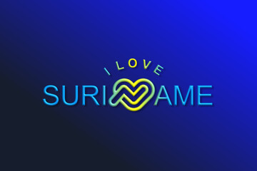 Vector is the word "I LOVE SURINAME". Rounded, outline and elegant