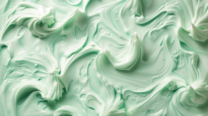 Obraz premium Mint ice cream texture, creamy swirls, mint background