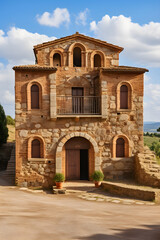 Fototapeta na wymiar Exploration of Etruscan Architecture: Historical Stone Building from 600 B.C in Italy