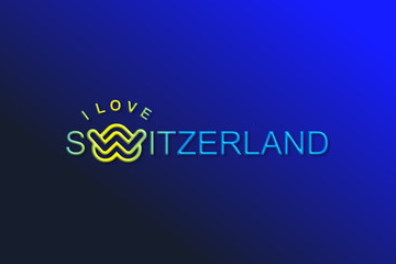 Vector is the word "I LOVE SWITZERLAND". Rounded, outline and elegant