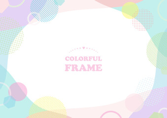 手描きのウェーブと幾何学模様の背景素材。透明感のあるカラーが春のイメージ。シンプルなデザインがビジネスやセールチラシに最適。