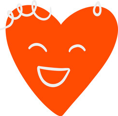 Cartoon Heart Shape Emoji With Emotions Characters